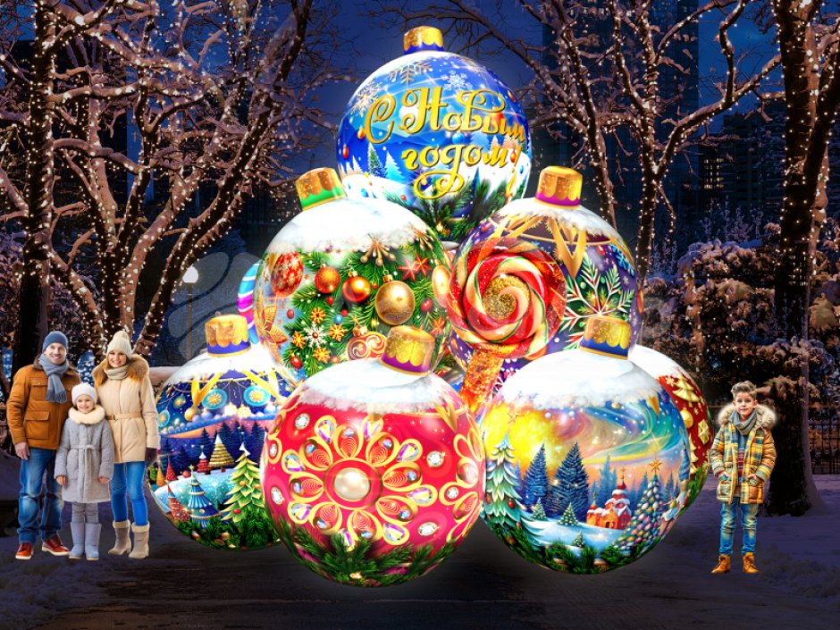 Новогодняя фигура Шары и леденцы