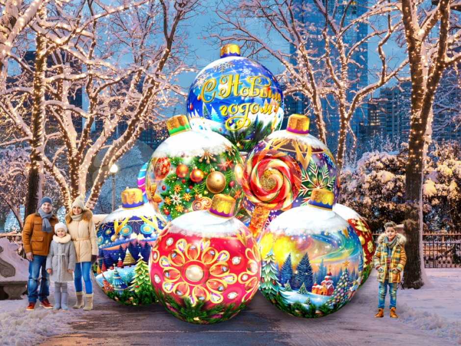 Новогодняя фигура Шары и леденцы