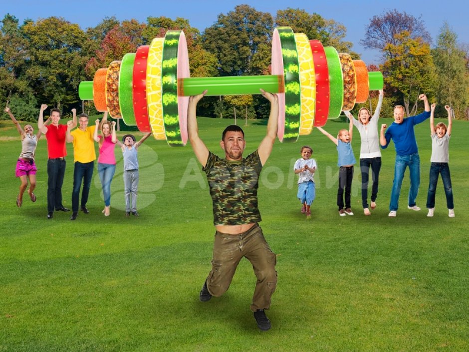 Гигантская штанга для шуточных игр, фотозоны, командных состязаний