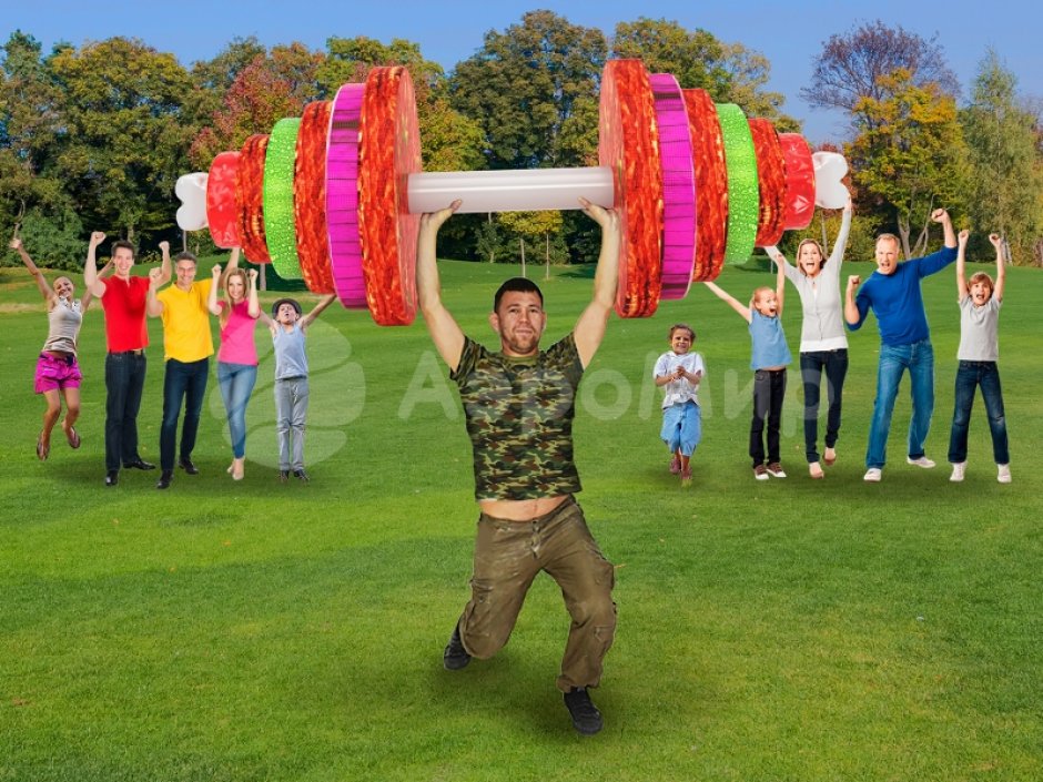 Гигантская штанга для шуточных игр, фотозоны, командных состязаний
