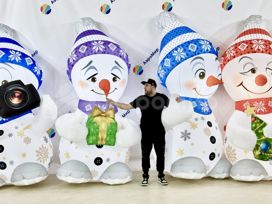 Надувной Снеговик Ха-Ха для улицы с подсветкой