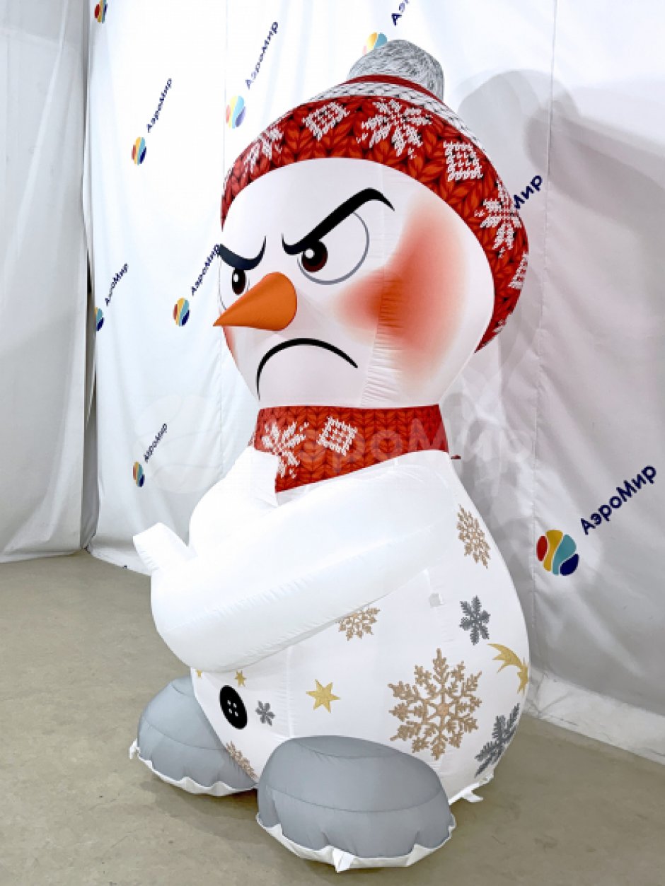 Надувной Снеговик Пу-пу-пу для улицы с подсветкой