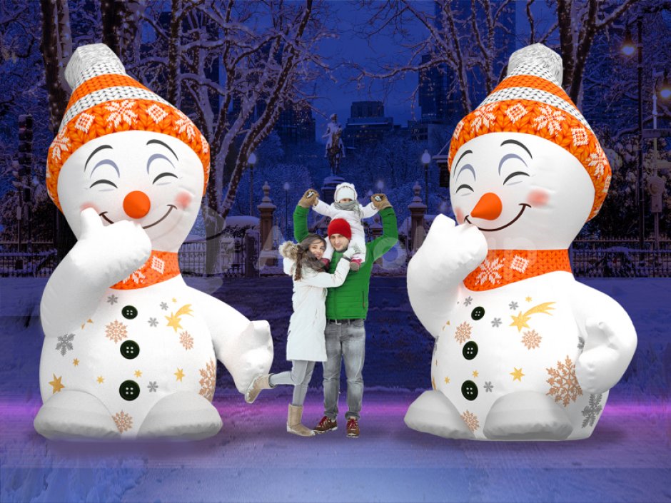 Надувной Снеговик Хи-Хи для улицы с подсветкой