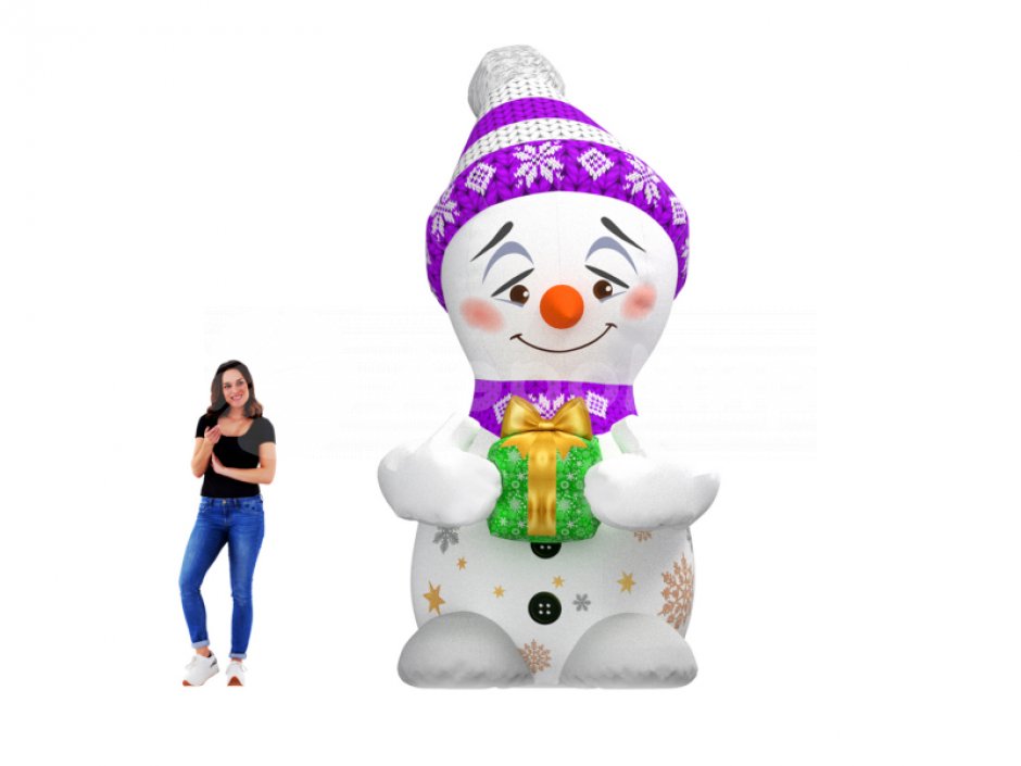 Надувной снеговик Ми-Ми-Ми для улицы с подсветкой
