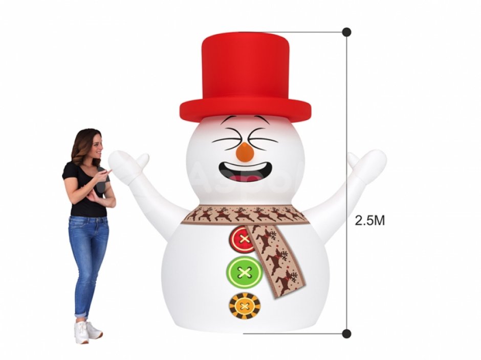 Надувной Снеговик в шапке для улицы с подсветкой