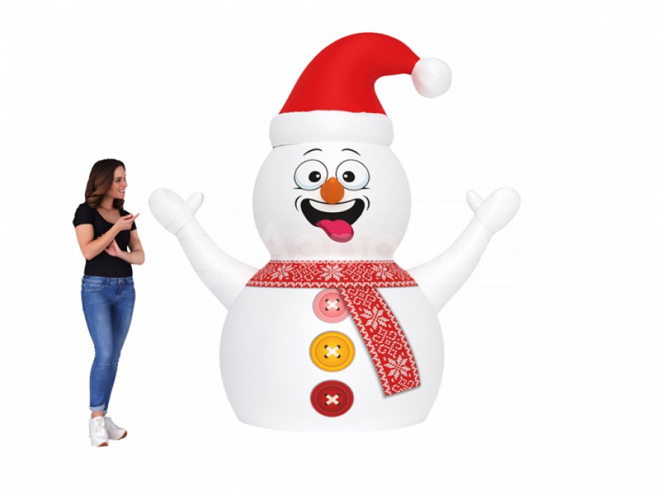 Надувной Снеговик в шапке для улицы с подсветкой