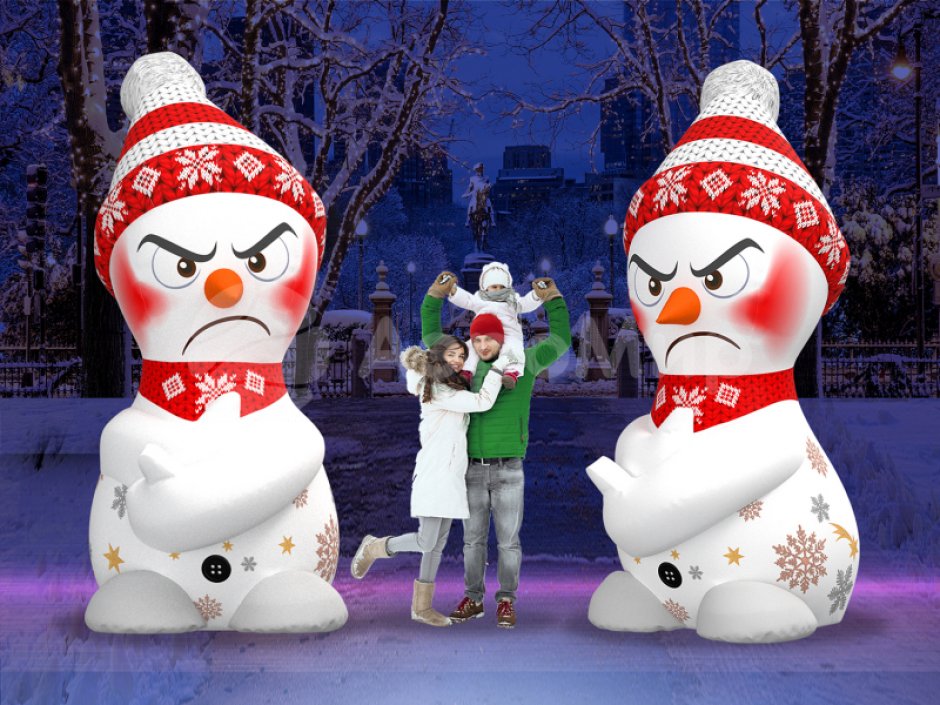 Надувной Снеговик Пу-пу-пу для улицы с подсветкой