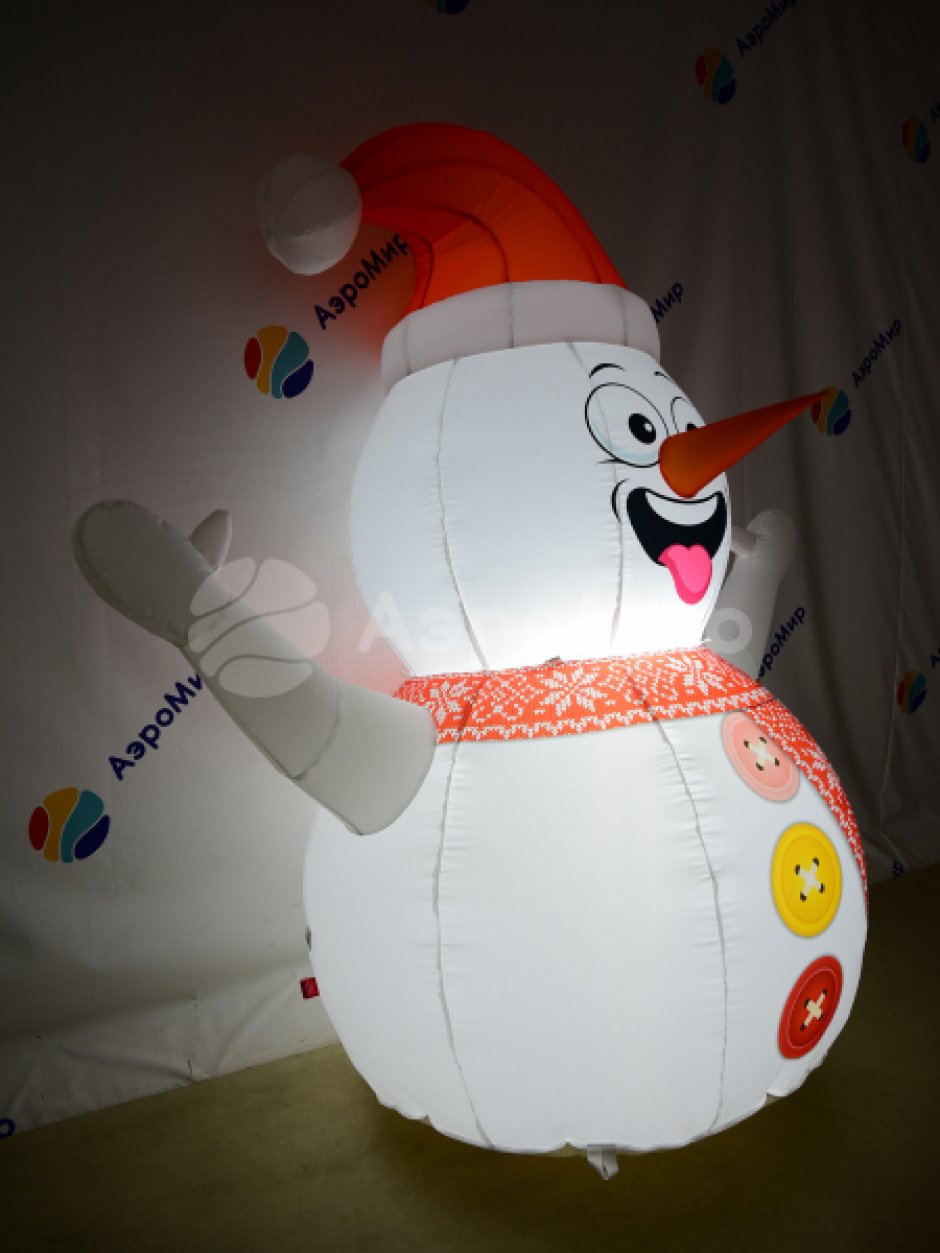 Надувной Снеговик в шапке для улицы с подсветкой