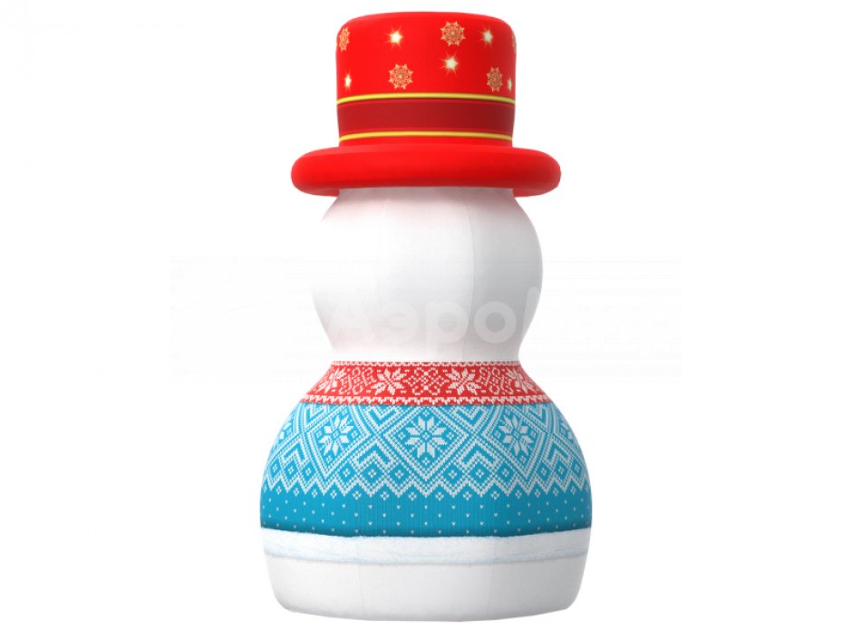 Надувной Снеговик в шляпе — новогодняя фигура для улицы с подсветкой