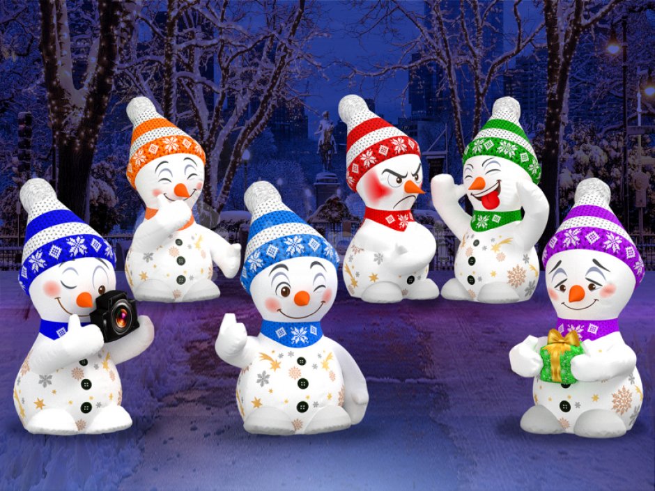 Надувной Снеговик Хи-Хи для улицы с подсветкой