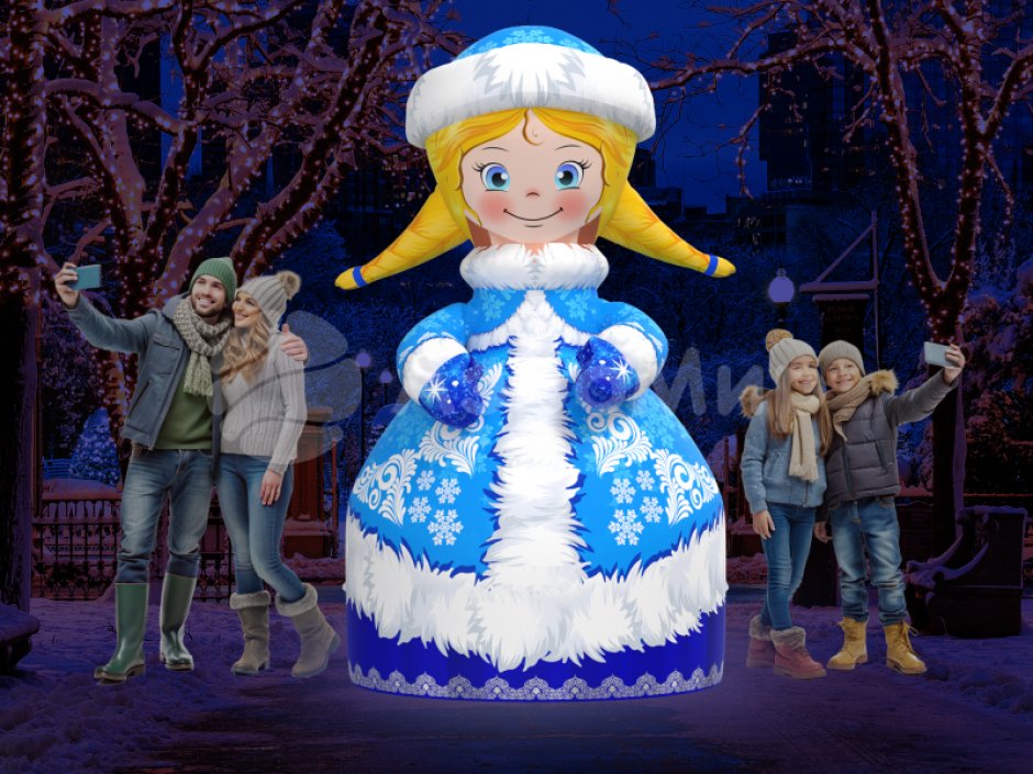 Надувная Снегурочка стандарт 2.0 для улицы с подсветкой