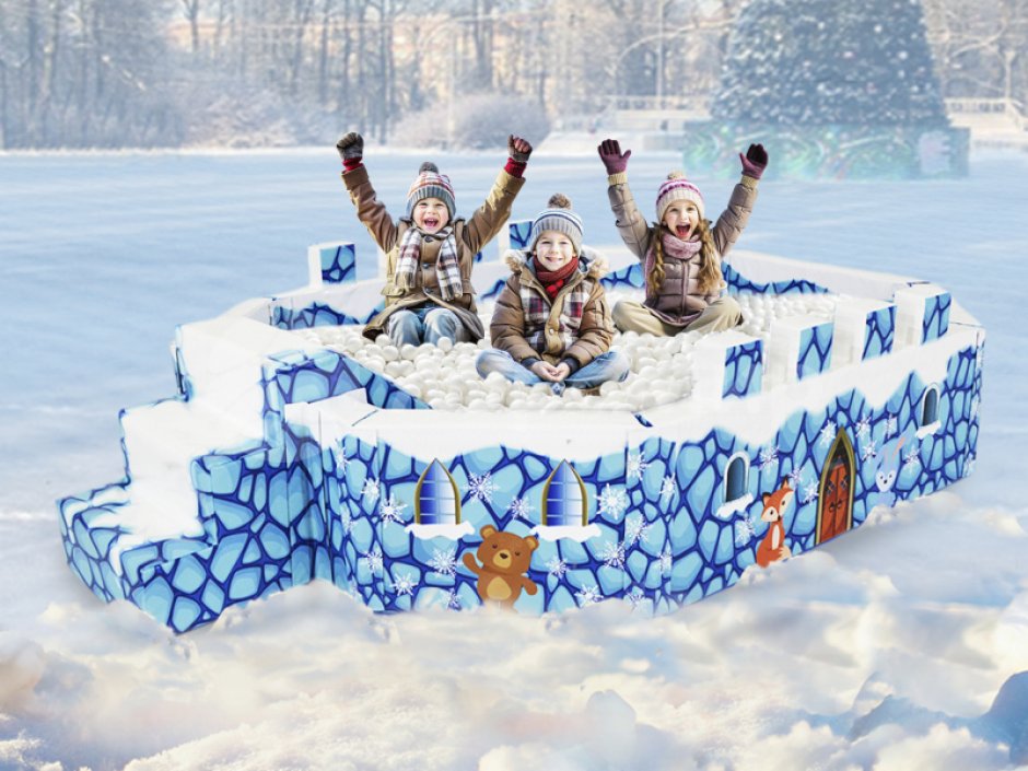 Мягкий сухой бассейн Снежная крепость с шариками