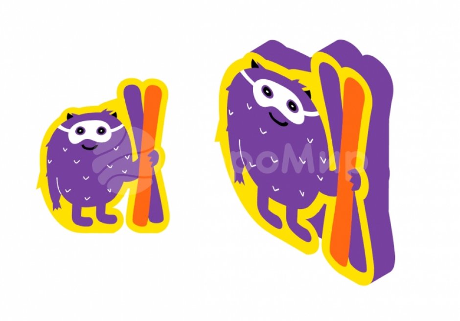 Контурная мягкая фигура Йети со сноубордом