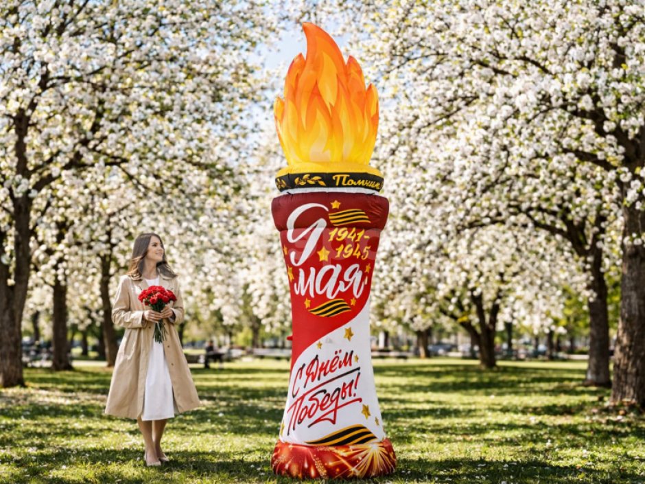 Стела День Победы с имитацией пламени