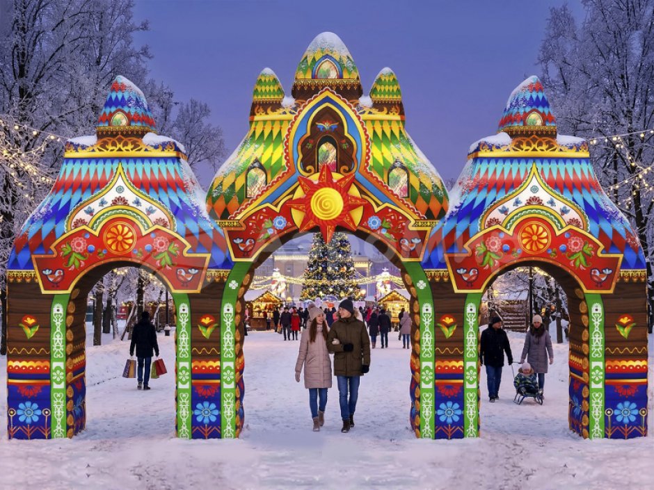 Надувная арка Терем расписной для улицы