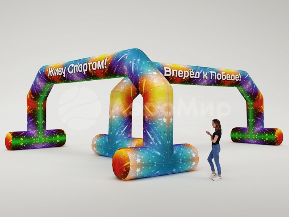 Надувная арка с опорами и полноцветной печатью серии Лайт