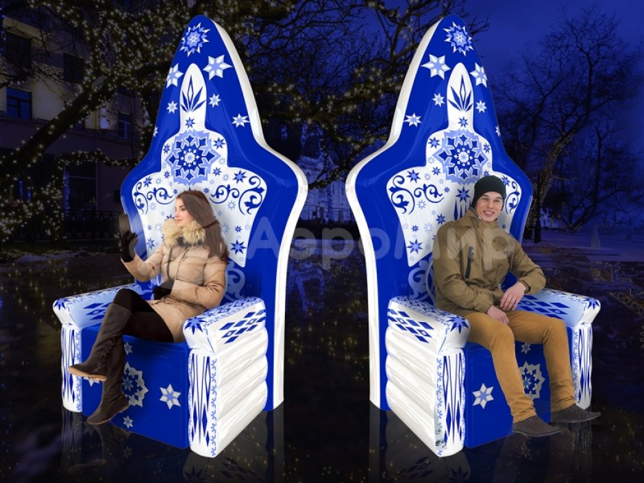 Надувной трон Деда Мороза для фотозоны