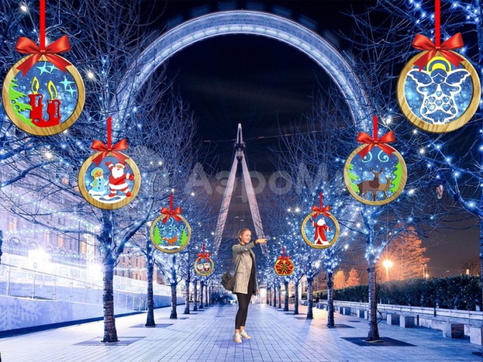 Подвесные новогодние игрушки для улицы