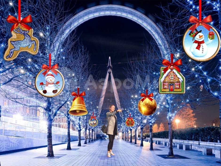 Подвесные новогодние игрушки для улицы