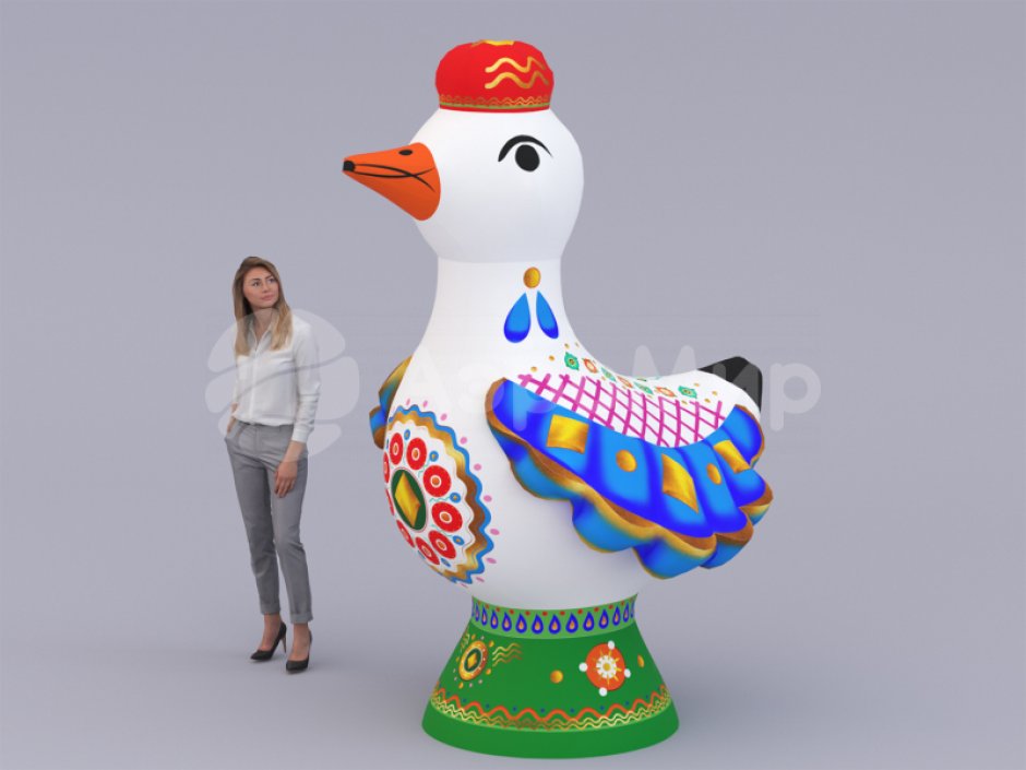 Надувная уточка в форме дымковской игрушки