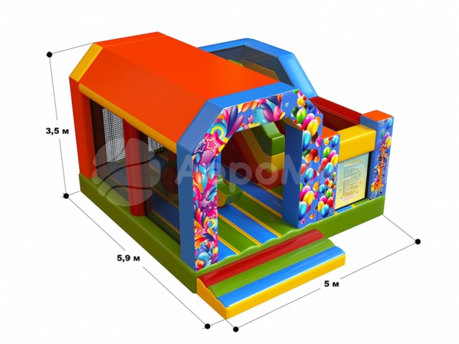 Надувной батут вечеринка — коммерческий надувной батут с крышей на ~25 м²