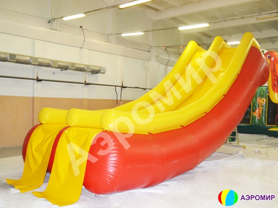 Большая надувная водная горка с двойным спуском