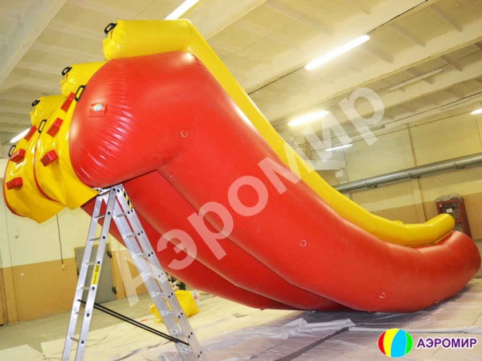 Большая надувная водная горка с двойным спуском