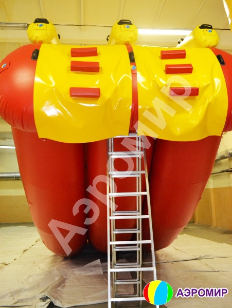 Большая надувная водная горка с двойным спуском