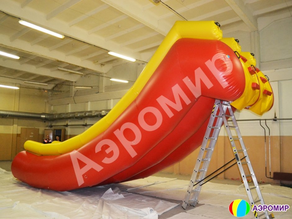 Большая надувная водная горка с двойным спуском