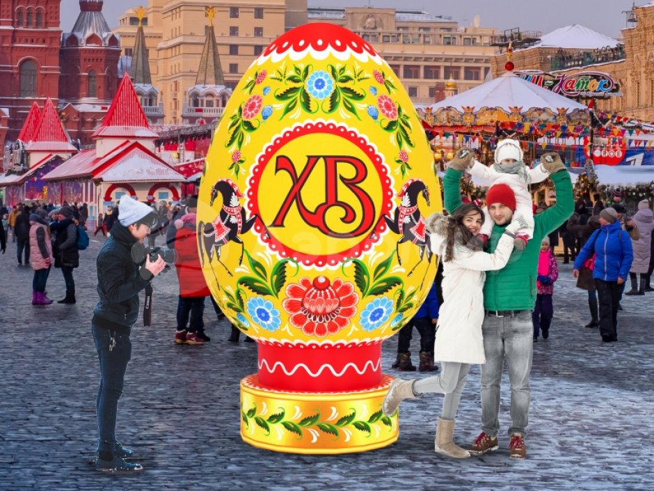Пасхальное яйцо расписное — большая надувная фигура на Пасху