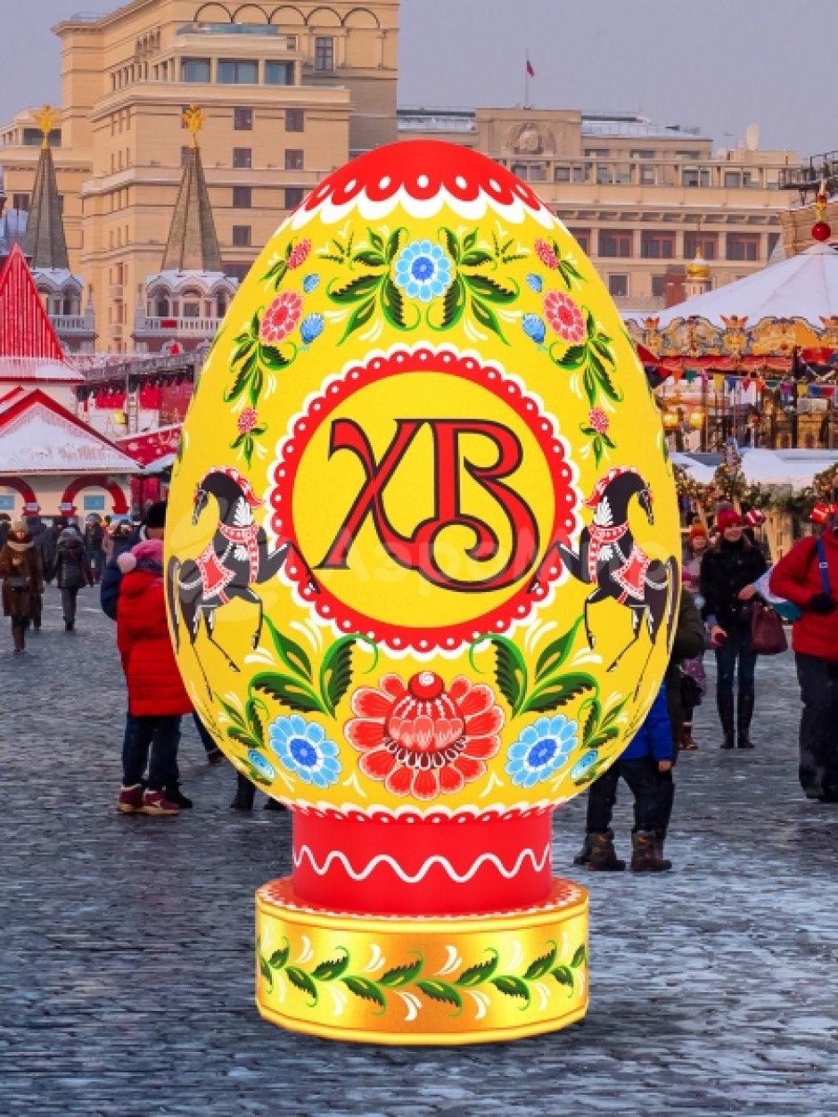 Пасхальное яйцо расписное — большая надувная фигура на Пасху