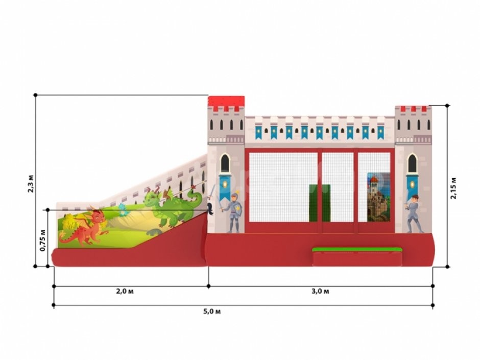 Надувной батут Замок мини — маленький для дома и бизнеса на 9 м²
