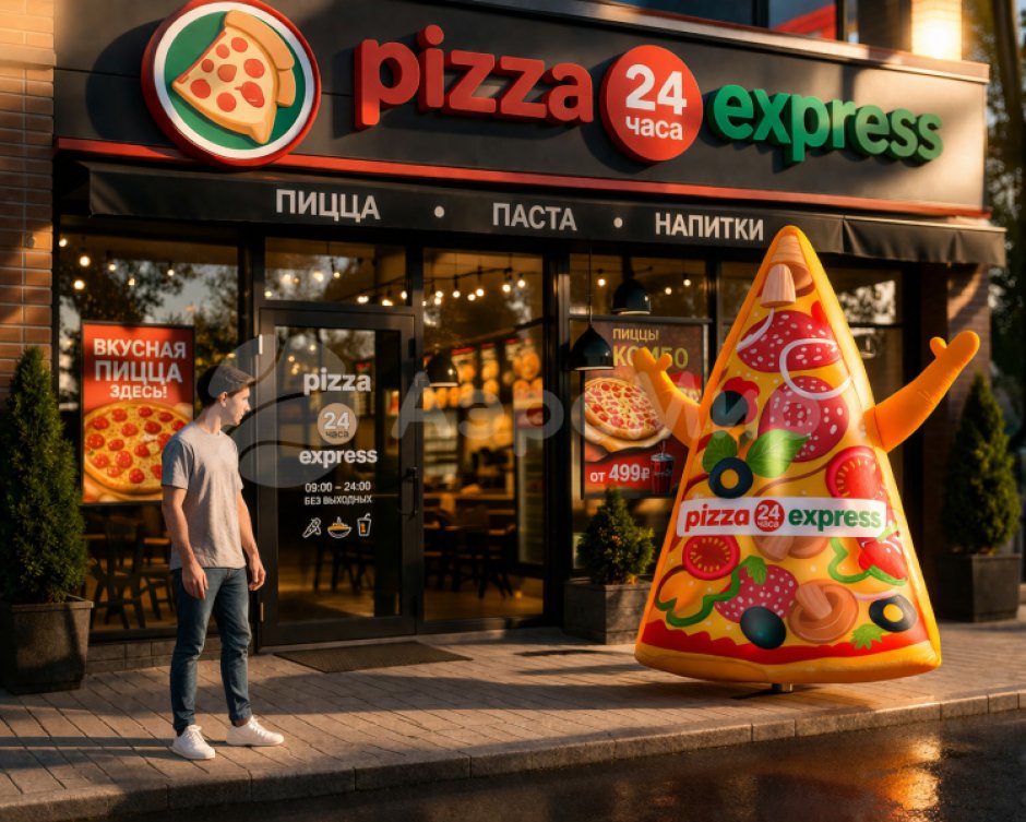 Надувная фигура Пицца Зазывала с машущей рукой