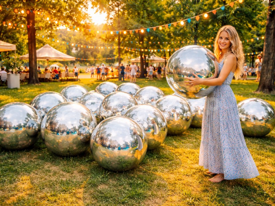 Надувной зеркальный шар для улицы