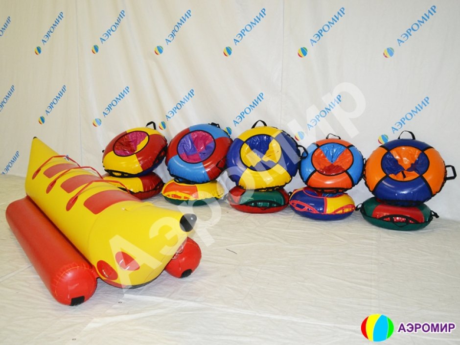 Банан надувной зимний — аттракцион банан-сани на 3, 4 или 5 мест