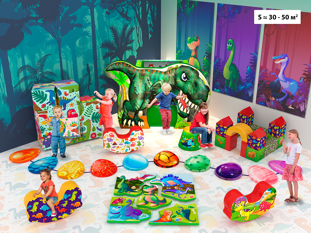 Пример игровой комнаты в теме Динозавры