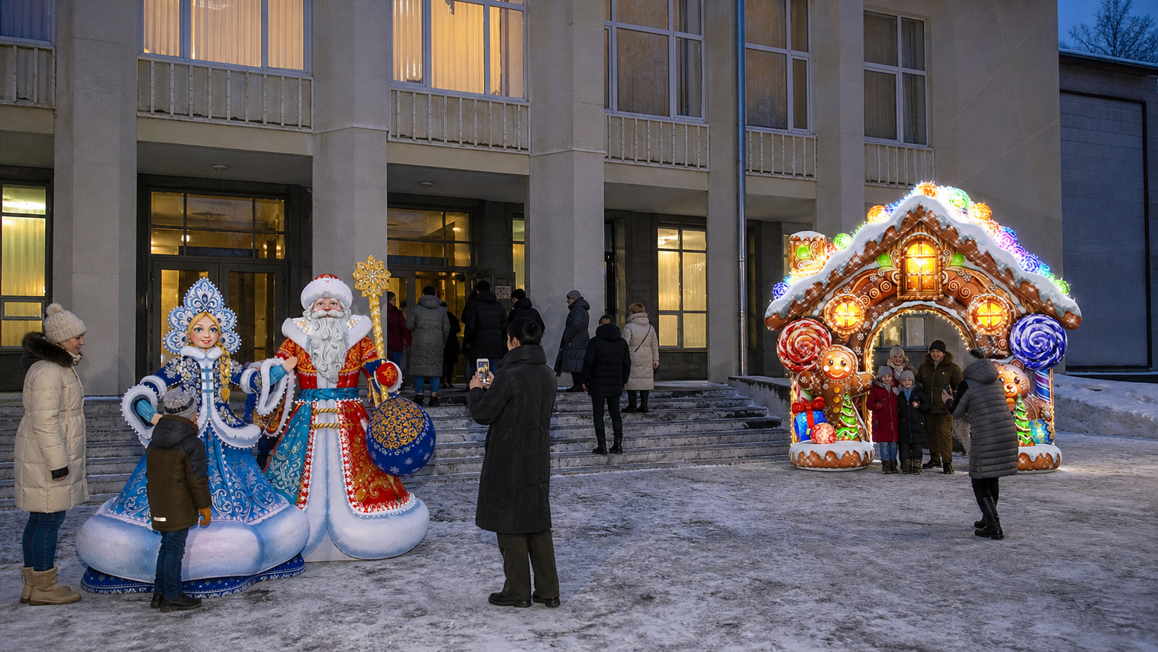 Уличный новогодний декор для дома культуры и центра досуга