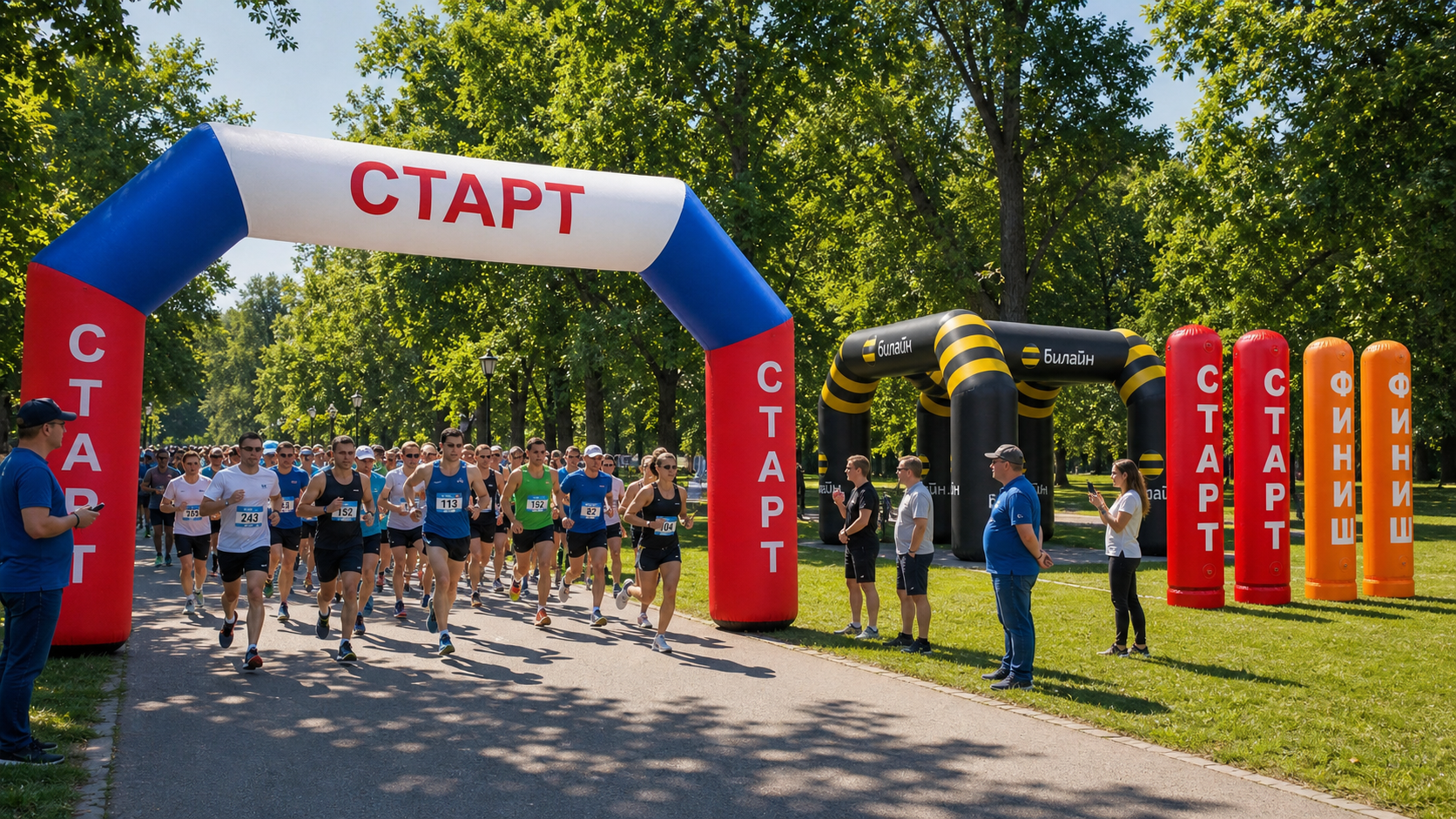 Стартовая и финишная зона с реальными надувными арками АэроМир