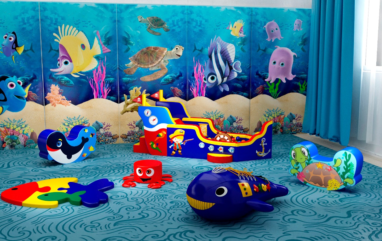 Пример игровой комнаты в теме Водного мира и морских обитателей