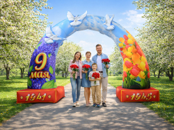 Арка Победы с голубями